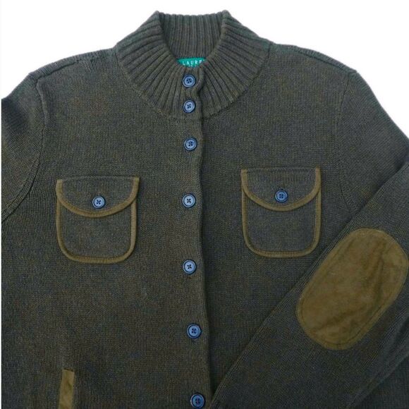 Ralph Lauren Vintage Button-Up Microsuede Cardigan - Picture 2 of 4